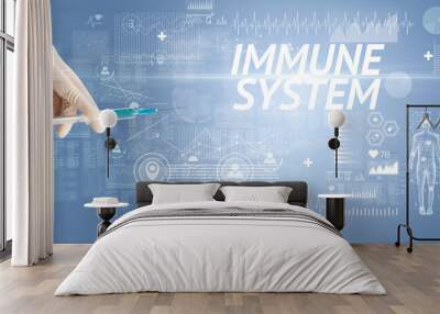 Syringe needle with virus vaccine Wall mural