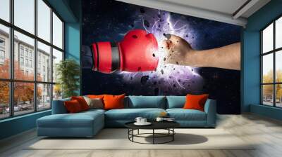 Two hands fighting with storm explosion concept Wall mural