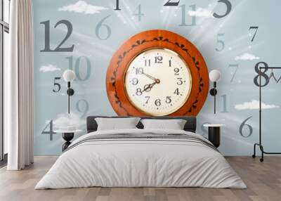 Vintage clock with numbers on the side Wall mural