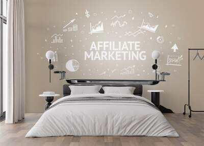 Waiter serving business idea concept with AFFILIATE MARKETING inscription Wall mural