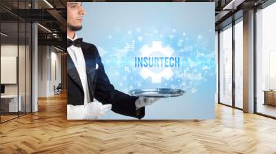 Waiter serving new technology concept Wall mural