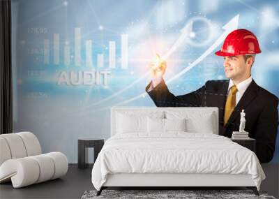 Young Businessman with helmet Wall mural