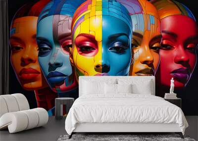 Artistic Expression, A Portrait of Colorful Beauty, The Fusion of Fashion and Fantasy Wall mural