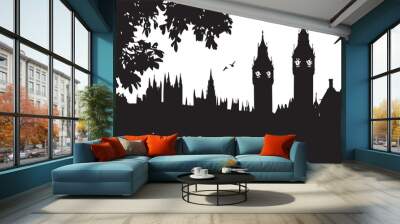 Big ben clock tower silhouette vector Wall mural