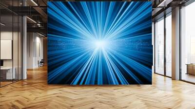 Blue Light Abstract Ray. Bright Speed Background with Glowing Beams Wall mural