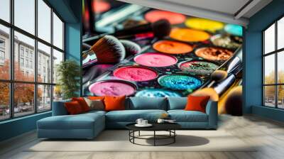 Colorful Eyeshadow Palette, Beauty and Makeup Concept, Professional Cosmetics and Fashion Glamour Wall mural