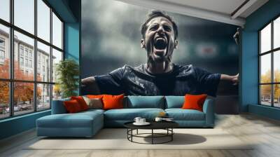 Excited Football Fans Cheering in Stadium Wall mural