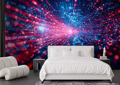 Futuristic glow, abstract blue light technology background Wall mural