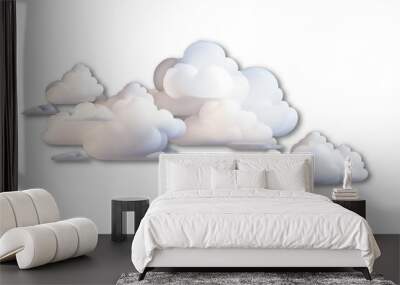 White cloud isolated on black background ,Textured smoke ,brush effect, Generative AI Wall mural