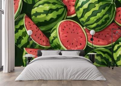 Abstract pattern texture seamless background of watermelon Wall mural