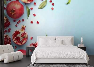 background template of pomegranate and seed grain for poster greeting card design Wall mural