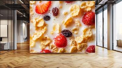 Breakfast cereal with raisin and milk Wall mural