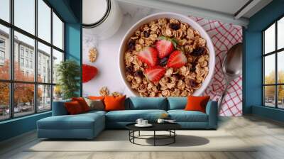 Breakfast cereal with raisin and milk Wall mural