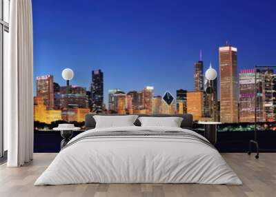 Chicago night panorama Wall mural