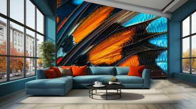 Closeup macro view of beautiful colorful abstract butterfly wing pattern Wall mural