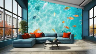 Colorful underwater world with a big variety of Sealife in tropical ocean Wall mural