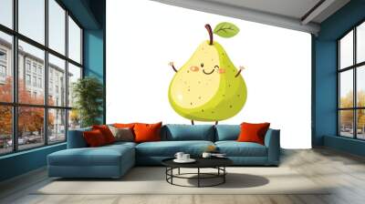 Cute cartoon character of pear fruit Wall mural