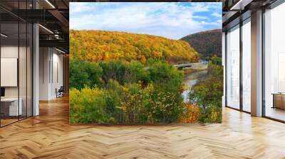 Delaware Water Gap panorama in Autumn Wall mural