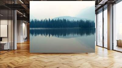 Foggy mountain lake Wall mural