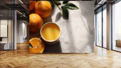 Fresh orange fruit closeup view Wall mural