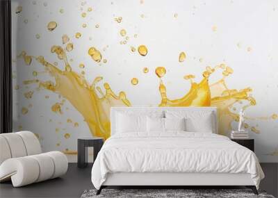 Fresh orange fruit with juice splash closeup view Wall mural