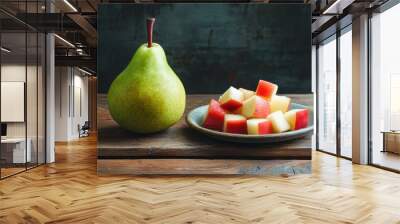 Fresh pear fruit chop cube Wall mural