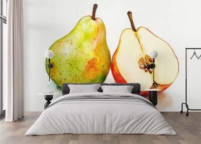 Fresh pear fruit isolated over white background Wall mural