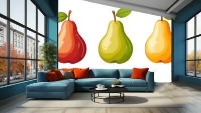 Fresh pear fruit isolated over white background Wall mural