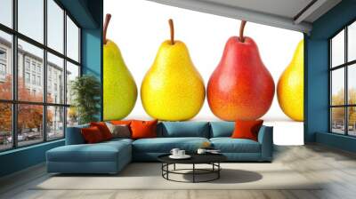 Fresh pear fruit isolated over white background Wall mural