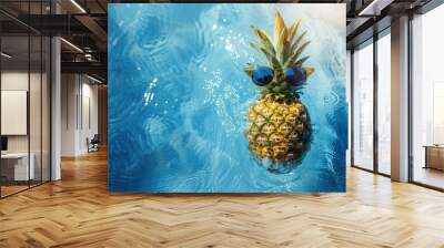 Fresh pineapple in water with ripple Wall mural