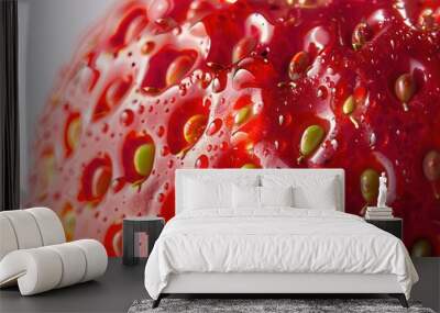 Fresh strawberry fruit closeup macro view Wall mural