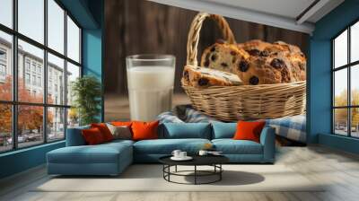 Homemade Raisin bread closeup view Wall mural