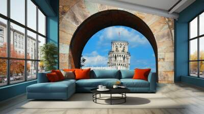 Leaning tower in arch in Pisa Wall mural