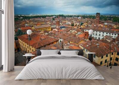 Lucca rooftop view with mountain Wall mural