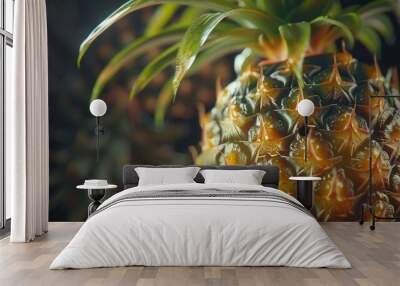 Macro closeup view of juicy fresh pineapple Wall mural