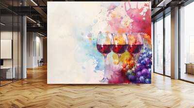 Poster template background of grape wine Wall mural