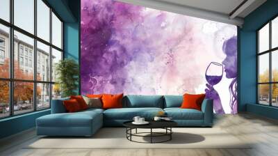 Poster template background of grape wine Wall mural