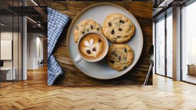 Raisin cookies with coffee on table Wall mural