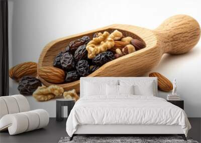 Raisin grain in wooden scoop spoon closeup view Wall mural