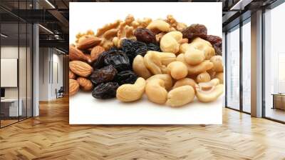 Raisin grain with nuts closeup view Wall mural