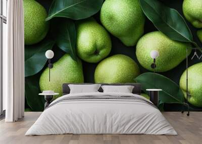 Seamless background of fresh green pear Wall mural