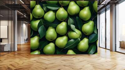 Seamless background of fresh green pear Wall mural