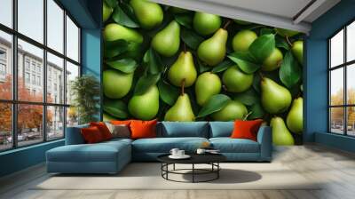 Seamless background of fresh green pear Wall mural