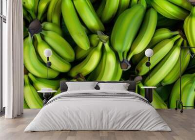 Seamless pattern background of fresh green banana fruit Wall mural