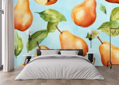 Seamless repetitive pattern background of fresh pear for fabric design Wall mural