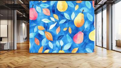 Seamless repetitive pattern background of fresh pear for fabric design Wall mural