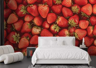 Seamless repetitive pattern background of strawberry fruit Wall mural