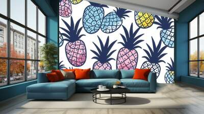 Seamless repetitive pattern of pine apple fruit for fabric. Wall mural