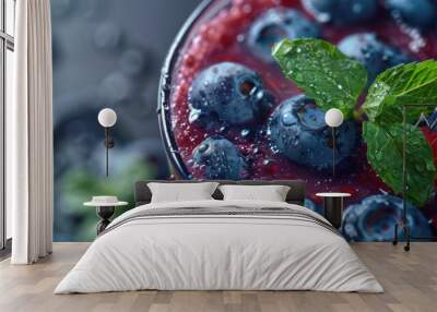 Summer drink with blueberry fruit Wall mural