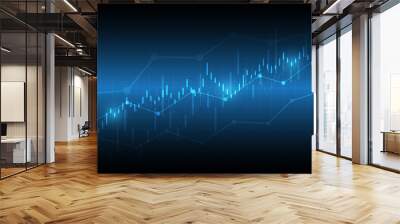 Financial chart candle stick graph business data analysis of stock market investment trading Wall mural